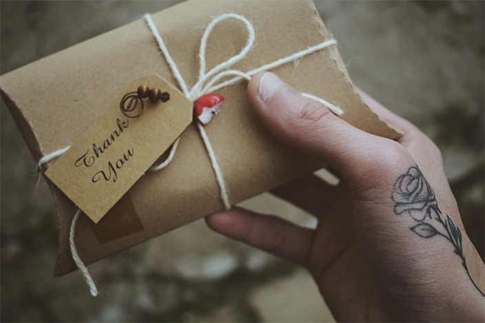 hand holding an eco gift
