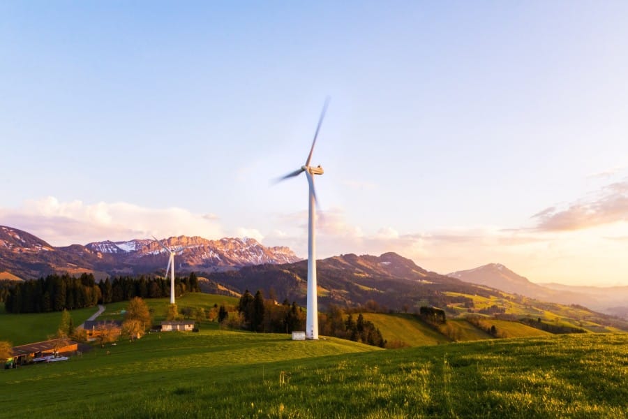 eco friendly wind farm in countryside