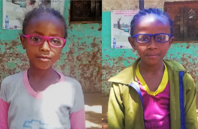 school girl recipients of spectacles in Ethiopia