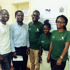 The vision team in front of Pala sign at Chinsali hospital in Zambia