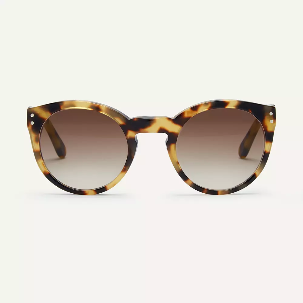 round brown tortoiseshell sunglasses with eco friendly lenses