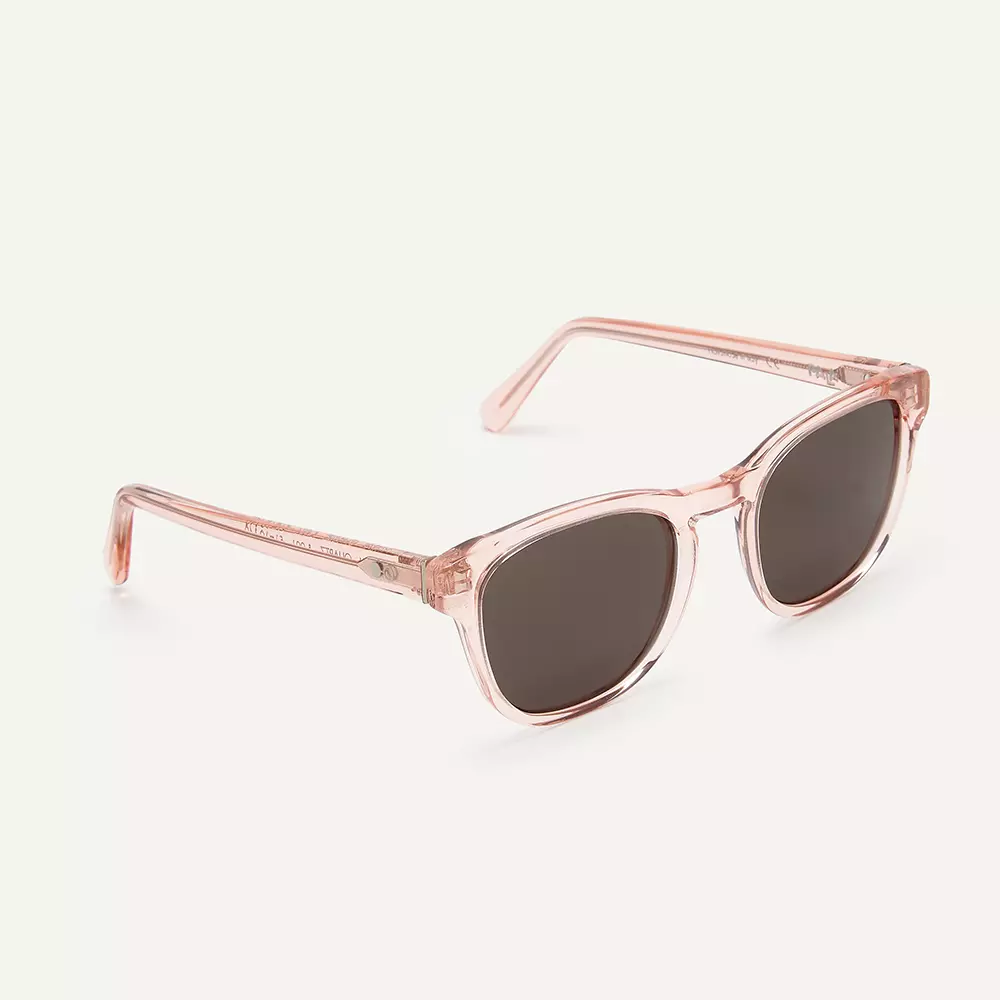 pink sunglasses with grey lenses made from bioacetate
