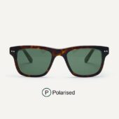 Brown polarised sunglasses with green lenses