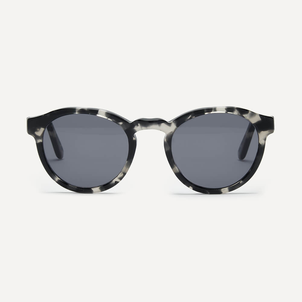 round black tortoiseshell sunglasses with polarised lenses