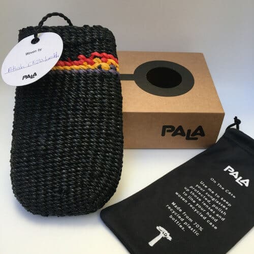 Pala sunglasses case recycled soft bag and recycled cardboard packaging