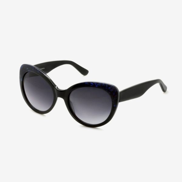 Side angle of cateye oversized ethical sunglasses in black