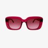Farai Berry - Archive Sale 1 Berry Purple Pink coloured rectangle sunglasses with matching lenses. Made from eco friendly materials