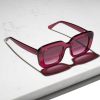 Farai Berry - Archive Sale 2 Berry Purple Pink coloured rectangle sunglasses with matching lenses. Made from eco friendly materials
