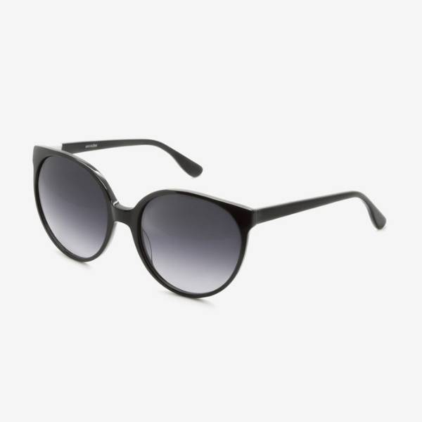 side angle of oversized round eco friendly sunglasses in black