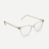 Sustainable clear almond coloured cat eye glasses handmade from bio-acetate in Italy.