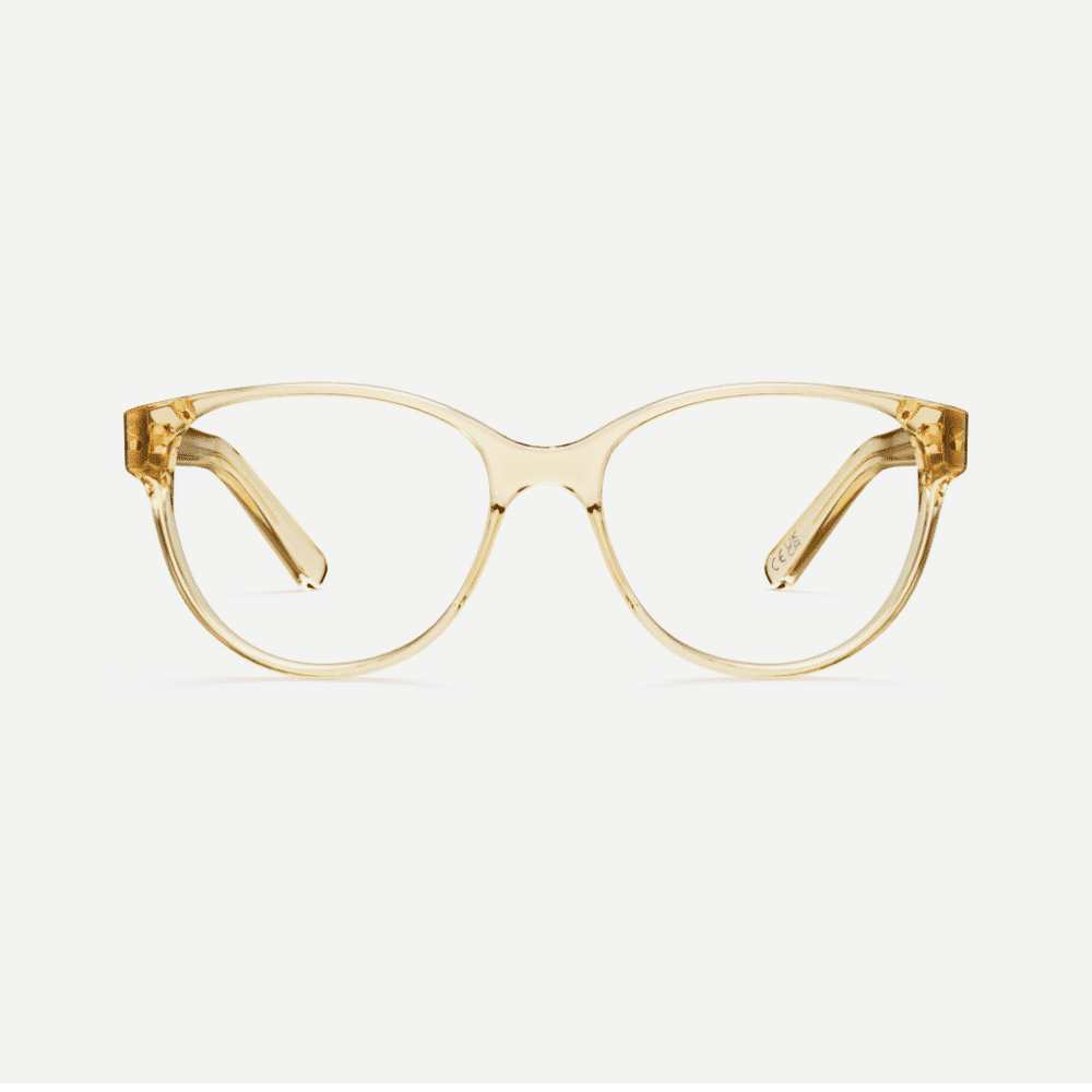 Effortless oversized feminine glasses with a sweeping brow line in crystal citrine.