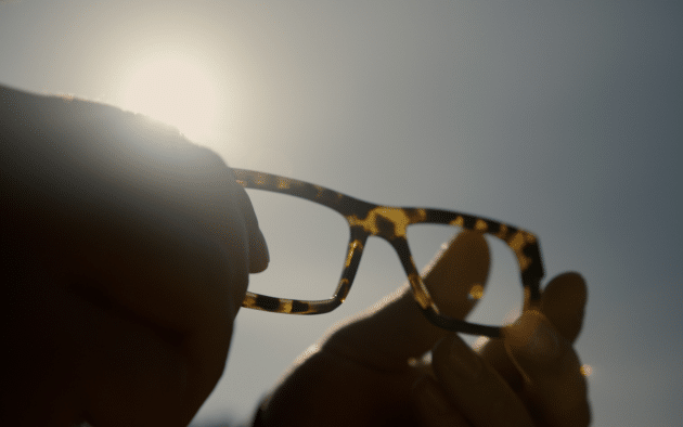 still image of bio-acete glasses frame being hand made in italy.