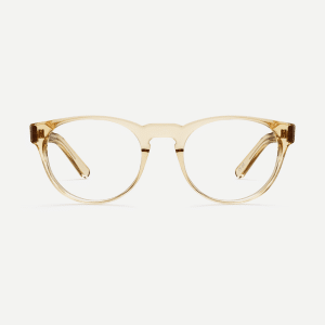 Sustainable citrine coloured panto frames. Vintage round glasses with a keyhole nose bridge.
