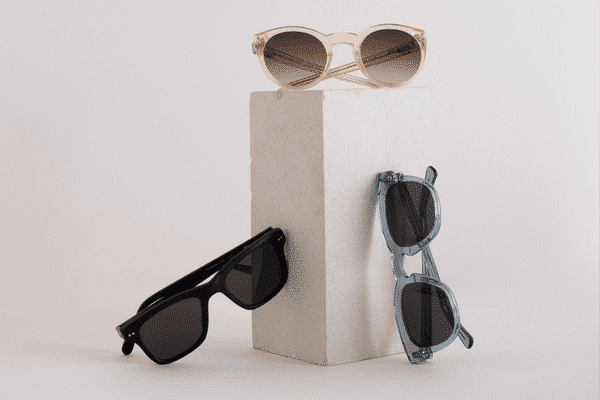 Collection of sustainable sunglasses made from bio-acetate and handmade in Italy.