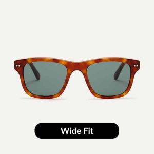 wide fit sunglasses in brown tortoiseshell wayfarer style