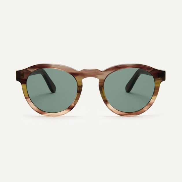 Round unisex sunglasses made from eco friendly bio-acetate and handmade in Italy